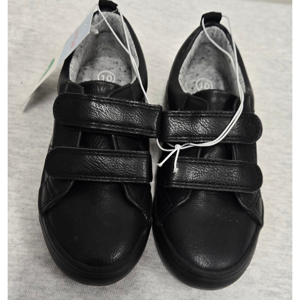 Cat & Jack Kids Black Faux Leather Double Strap Sneakers Size 10